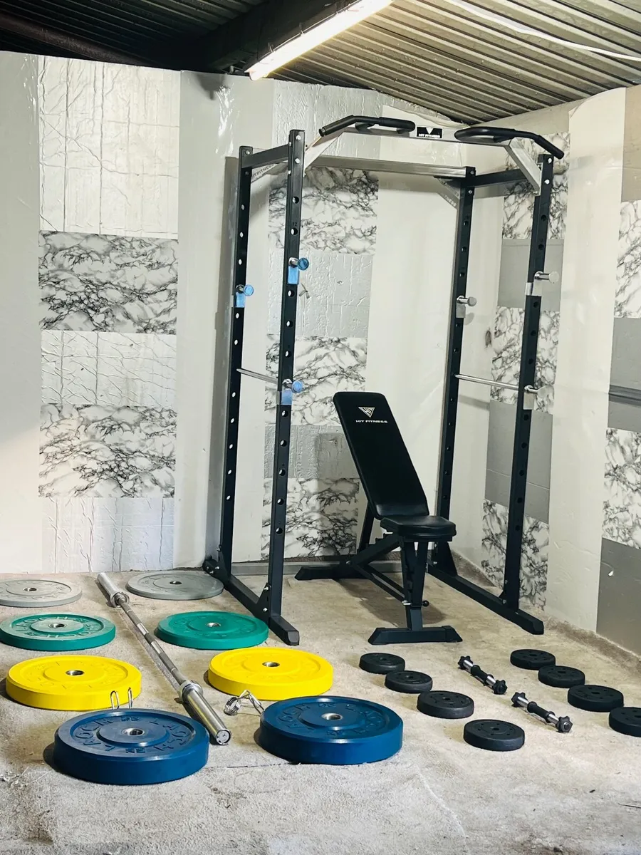 OLYMPIC WEIGHTLIFTING SET RACK BENCH WEIGHTS BAR - Image 3