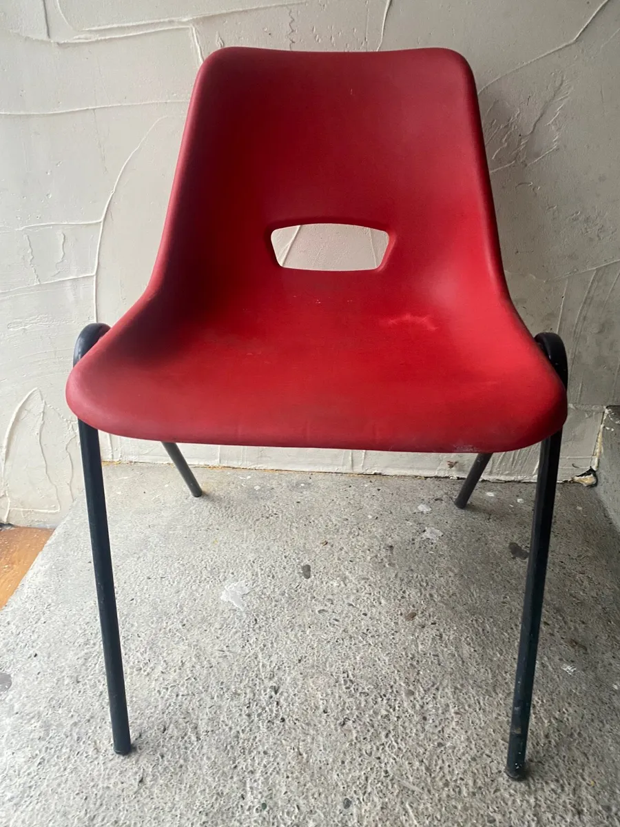 Chesterfield KM Polypropylene Chairs. Red & Grey - Image 1