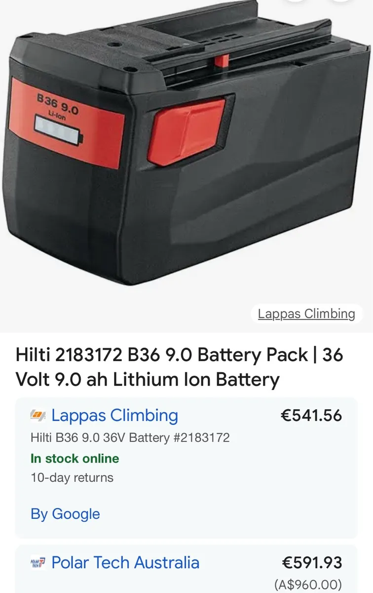 2x Hilti B36 9.0Ah Batteries 2025 - Image 3