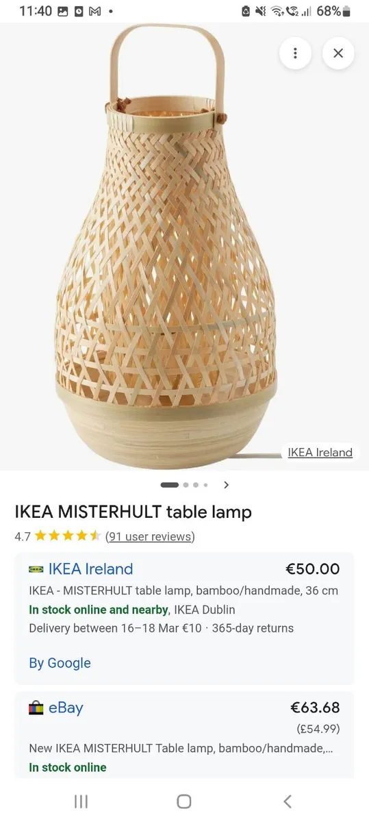 Bamboo lamp MISTERHULT. IKEA - Image 3