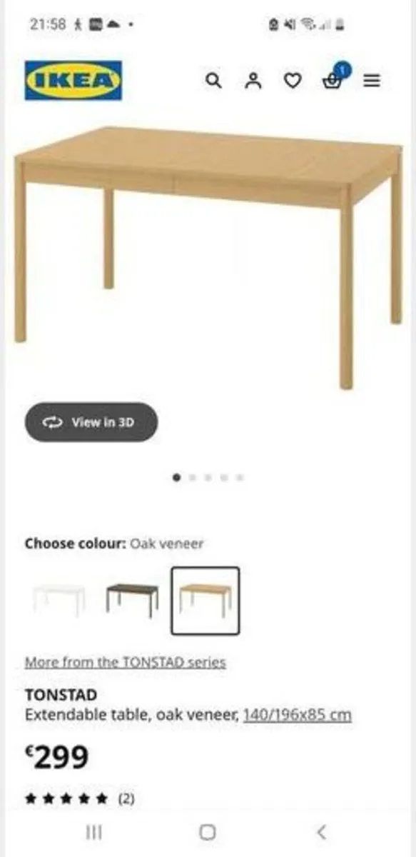 Extendable Table Ikea Tonstad - Image 2