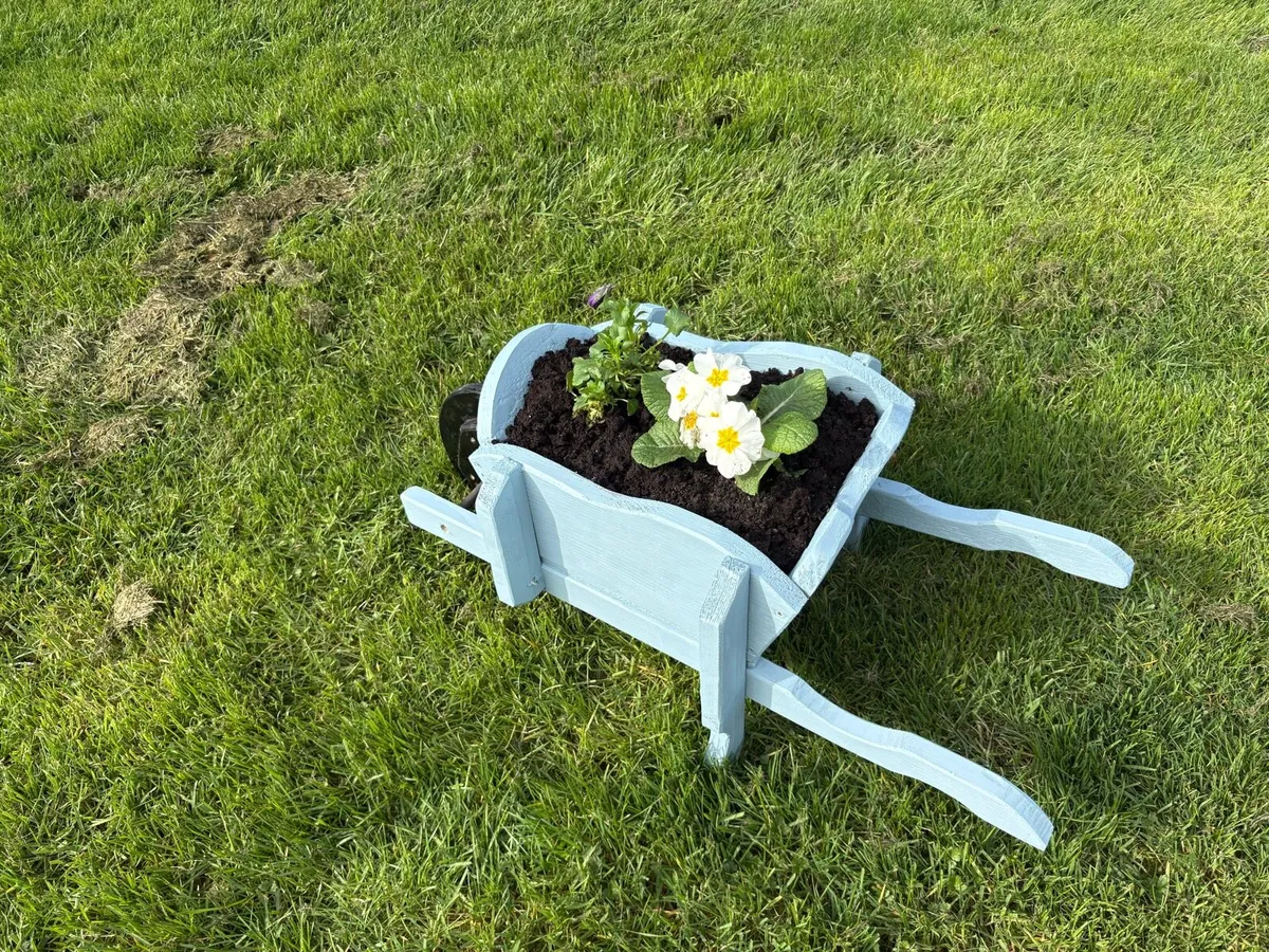Wooden wheelbarrow flower pots - Image 4