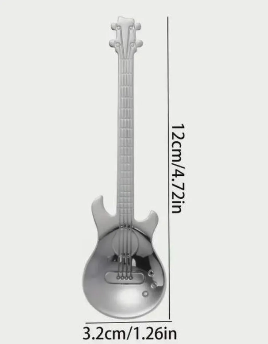 10 STAINLESS STEEL GUITAR SHAPED SPOONS (NEW). - Image 3