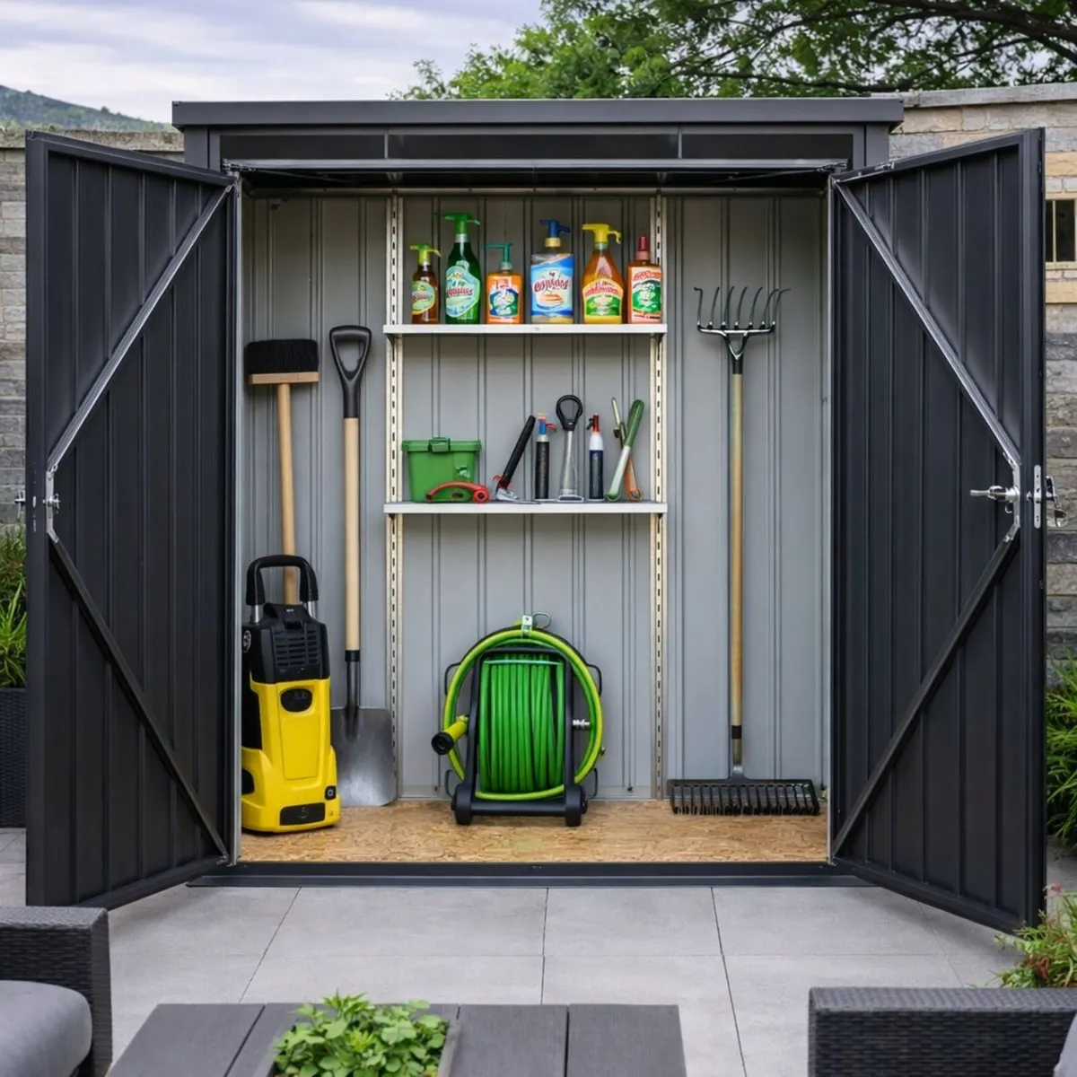 🏡 5x2 Palladium Steel Garden Shed – Grey – FREE D - Image 2