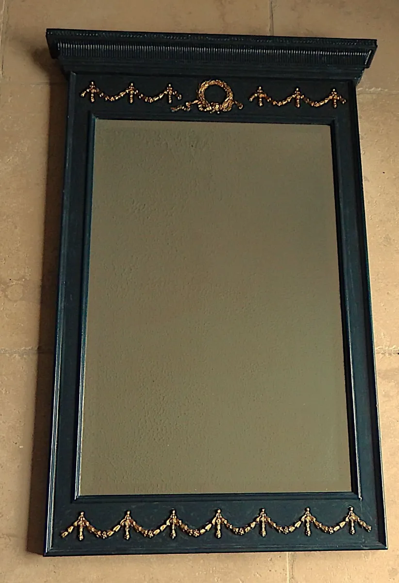 Large Bevelled Wall Mirror in Ornate Wood Frame - Image 1