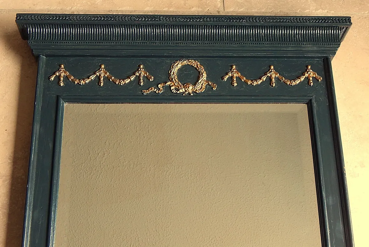 Large Bevelled Wall Mirror in Ornate Wood Frame - Image 3