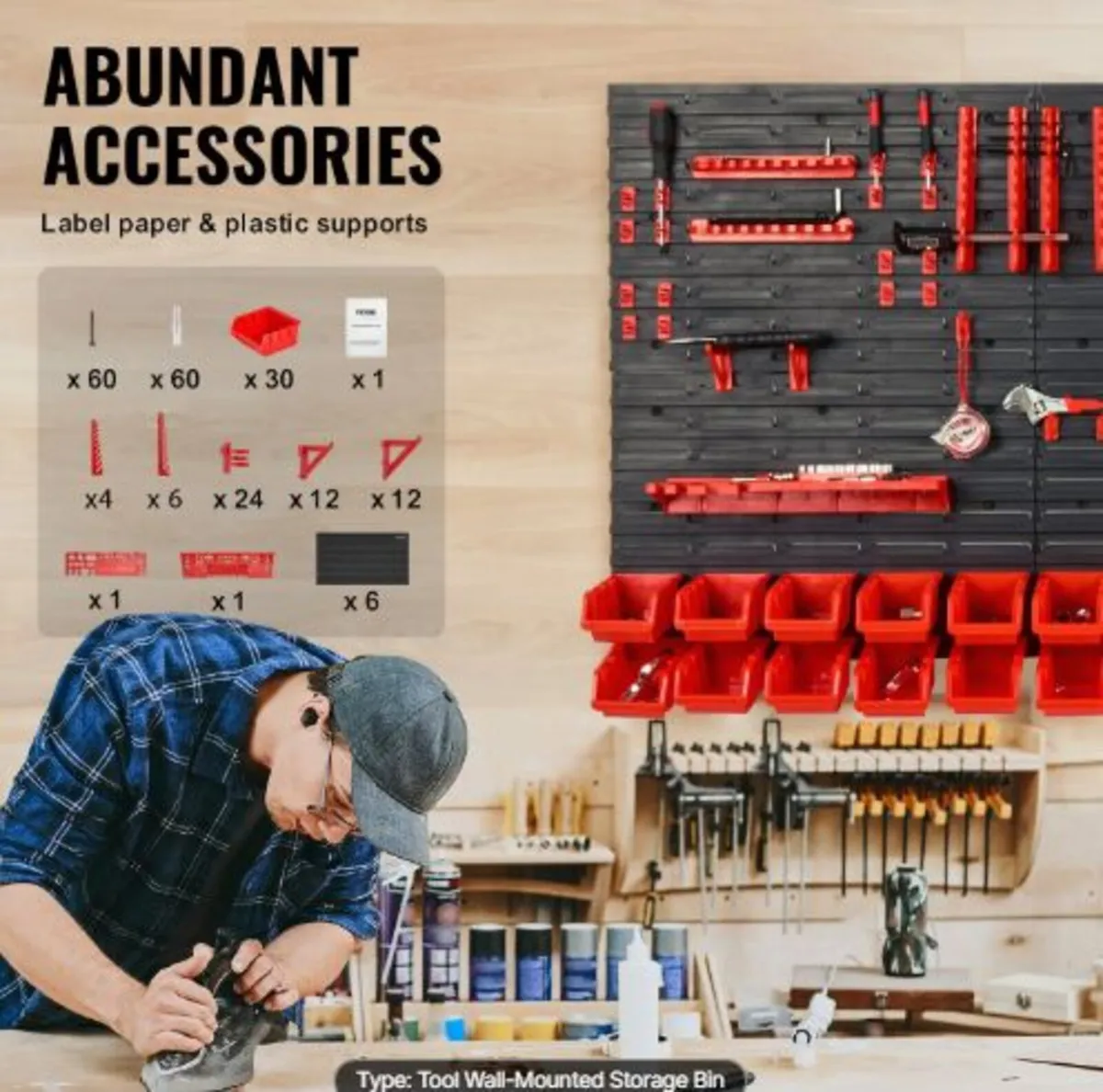 Wall Mounted Storage Bins, 30-Bin Parts Rack - Image 3