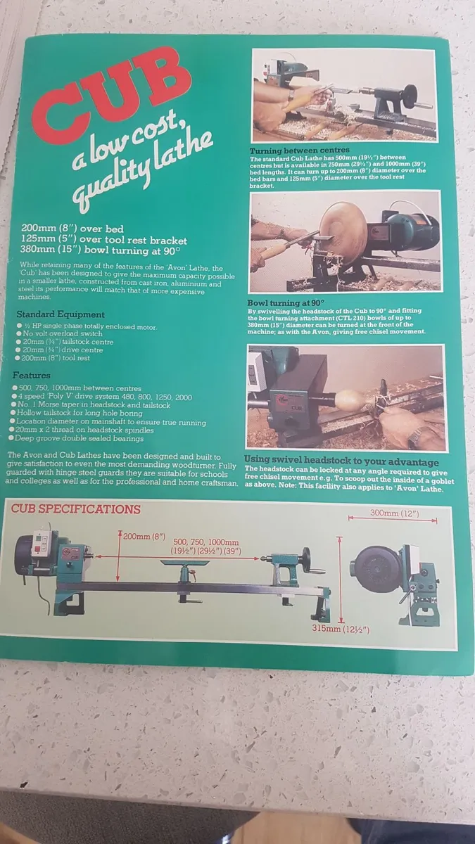 Tyme Cub woodturning lathe for sale - Image 2