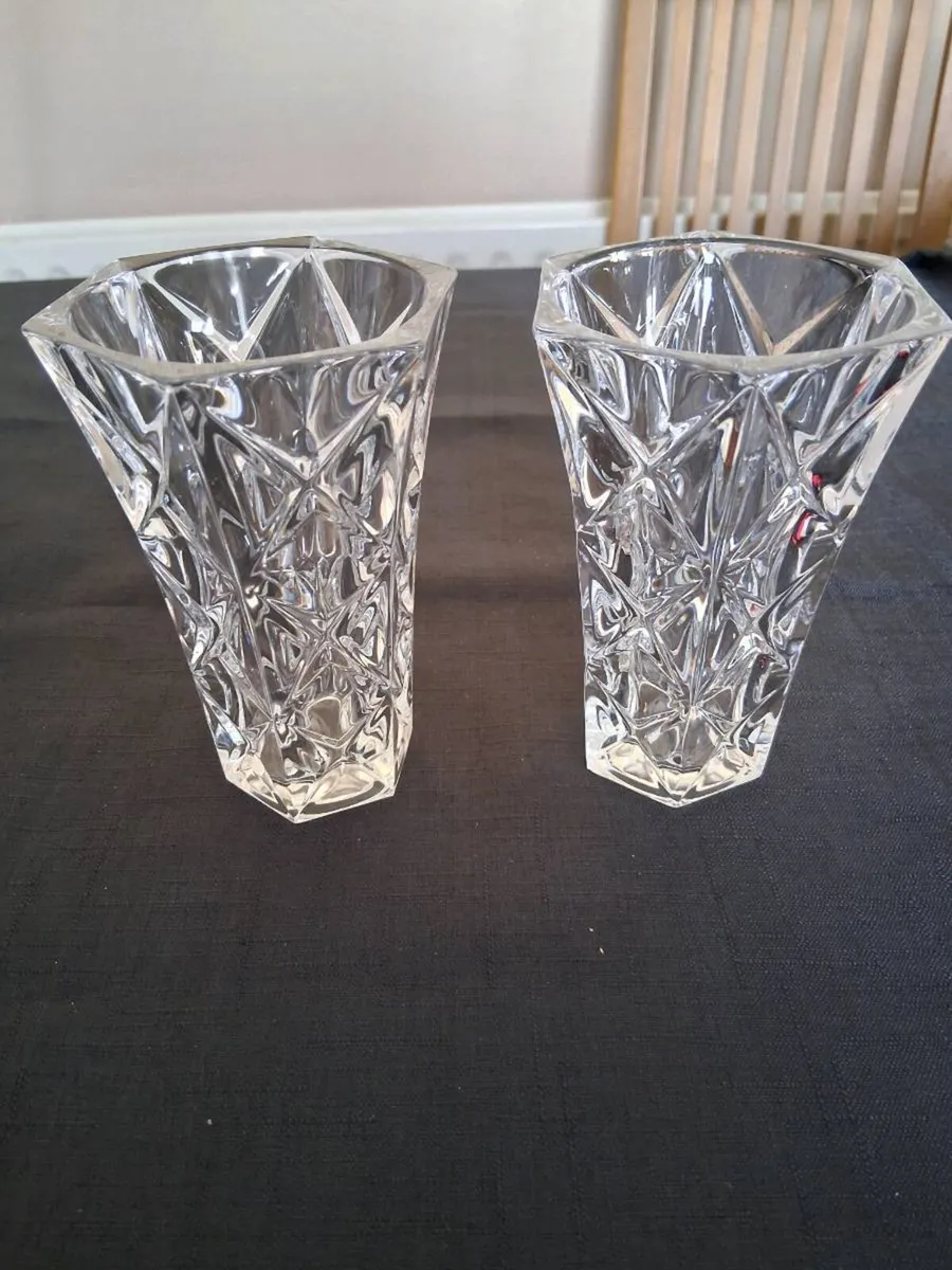 2 Small Crystal Vases - Image 1