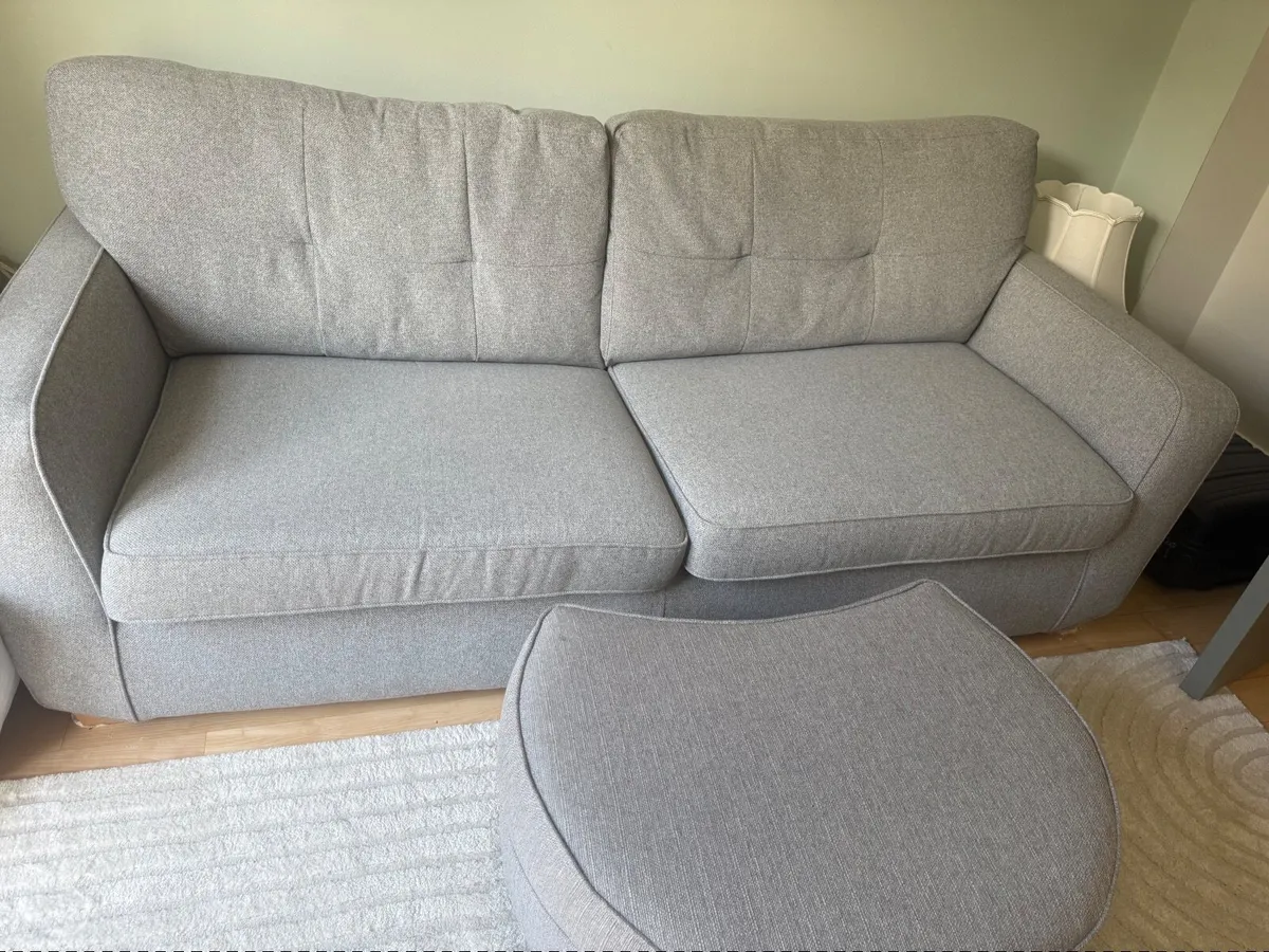Grey 3 seater sofa excellent condition footstool - Image 4