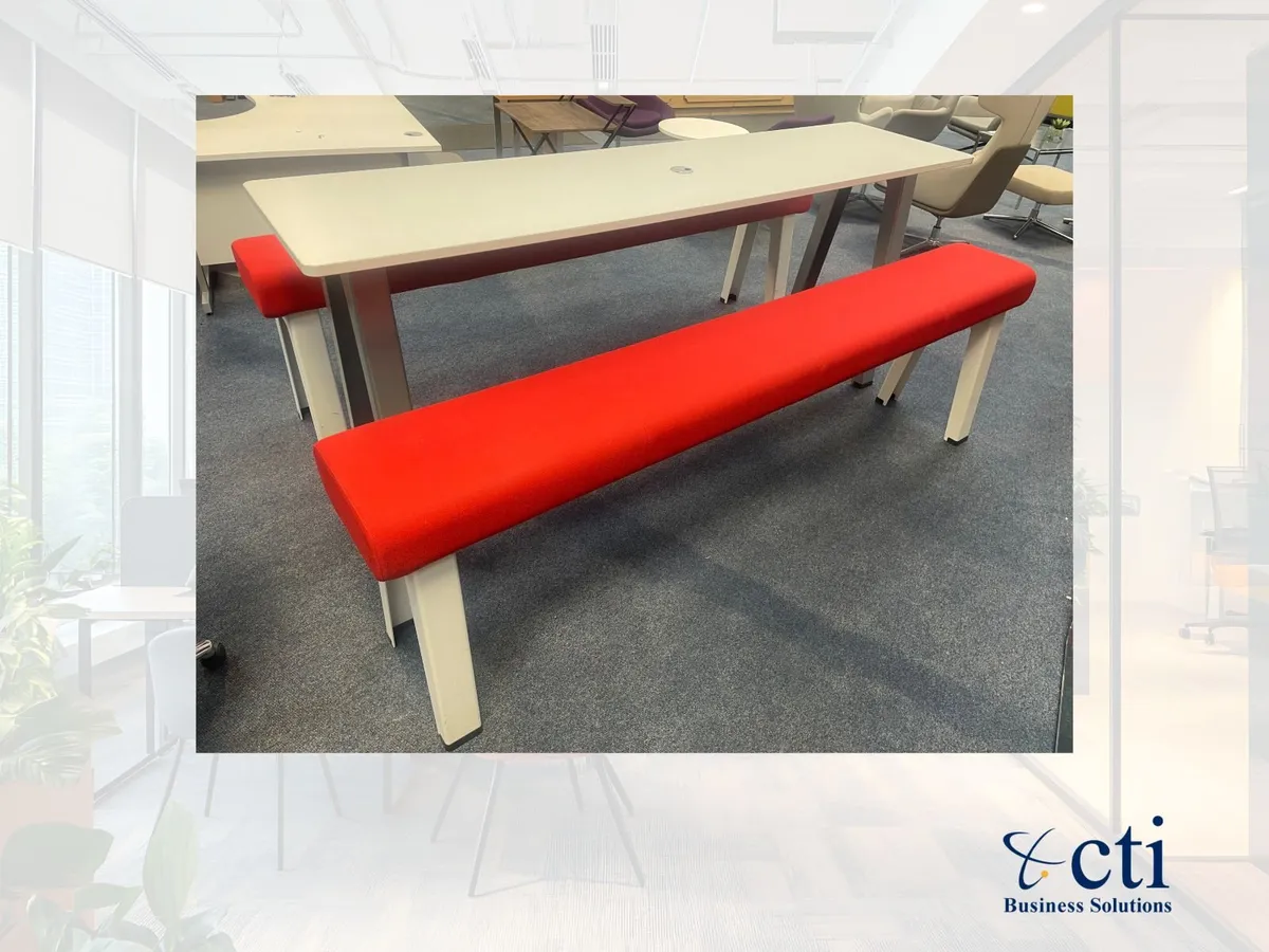 Steelcase High Table & 2 Benches - Grade A - Image 3