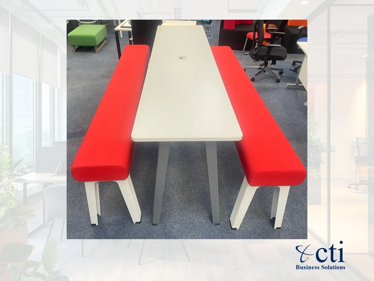 Steelcase High Table & 2 Benches - Grade A - Image 4