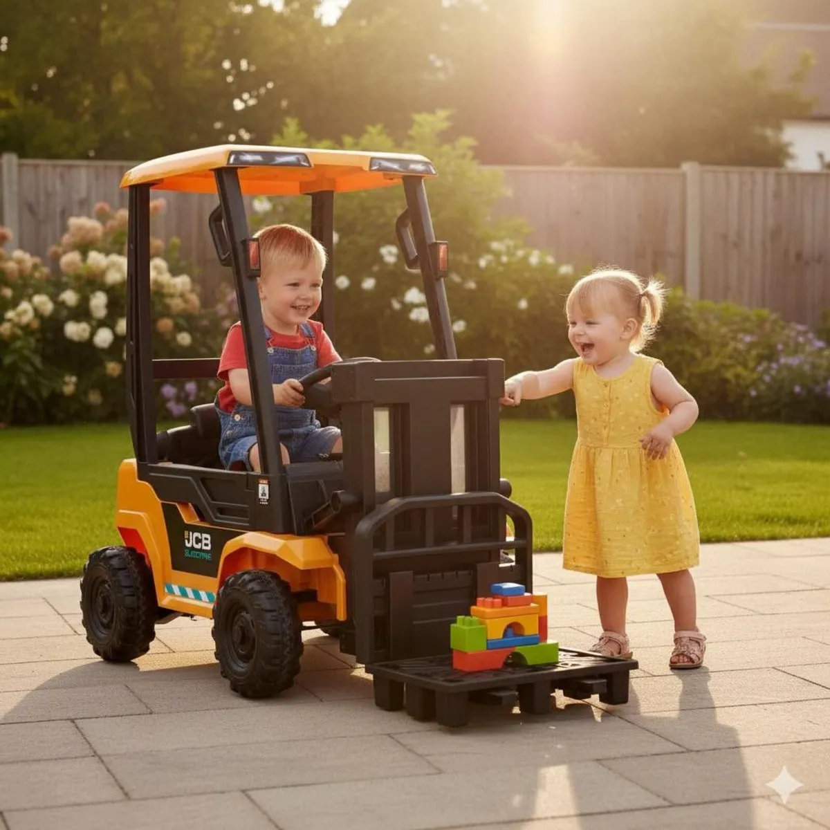 JCB Forklift 12V Electric Ride On Tractor Yellow - Image 1