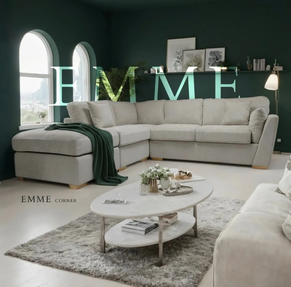 Emme Grey & Beige Fabric Sofa Set - Image 2