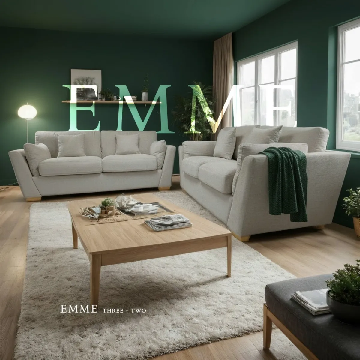 Emme Grey & Beige Fabric Sofa Set - Image 4
