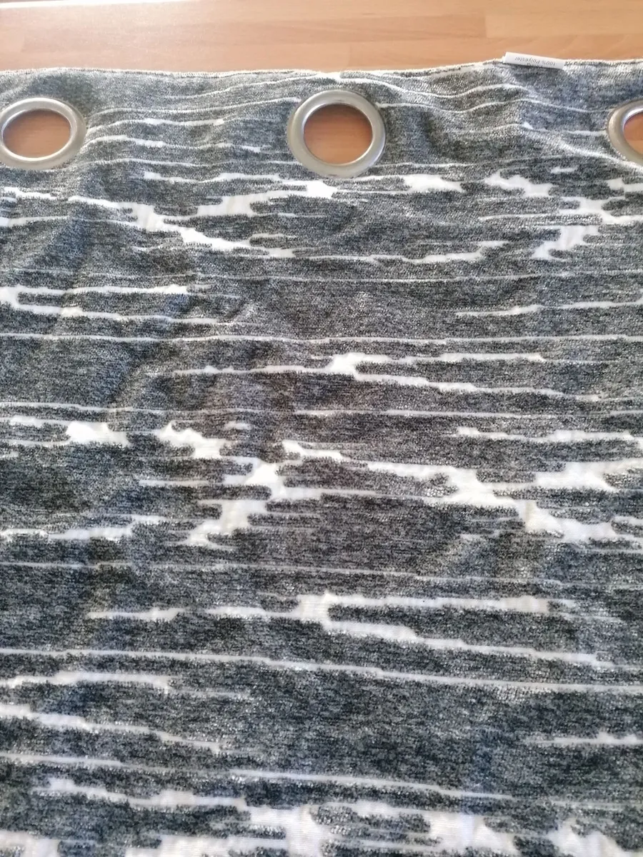 Fully Lined Grey & White 72x90 curtains for Sale. - Image 1