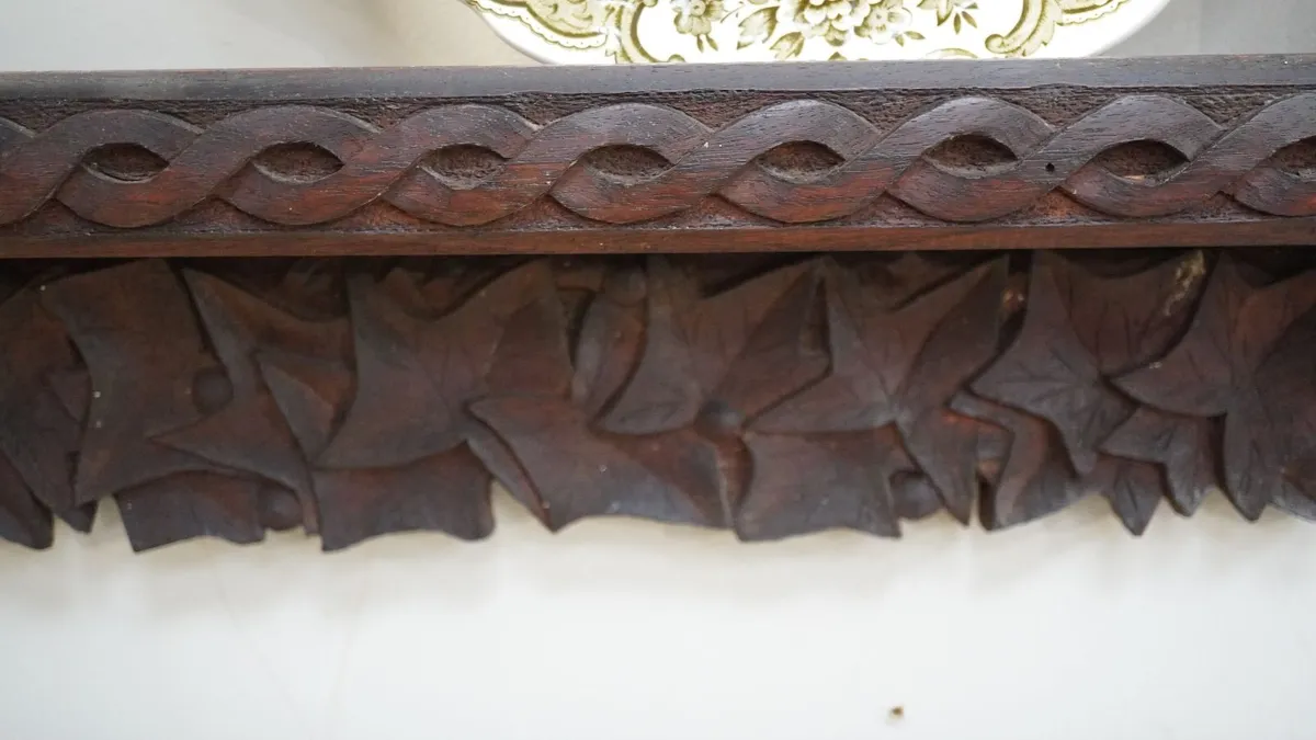 Antique Hand-carved Wooden Plate Rack - Image 3
