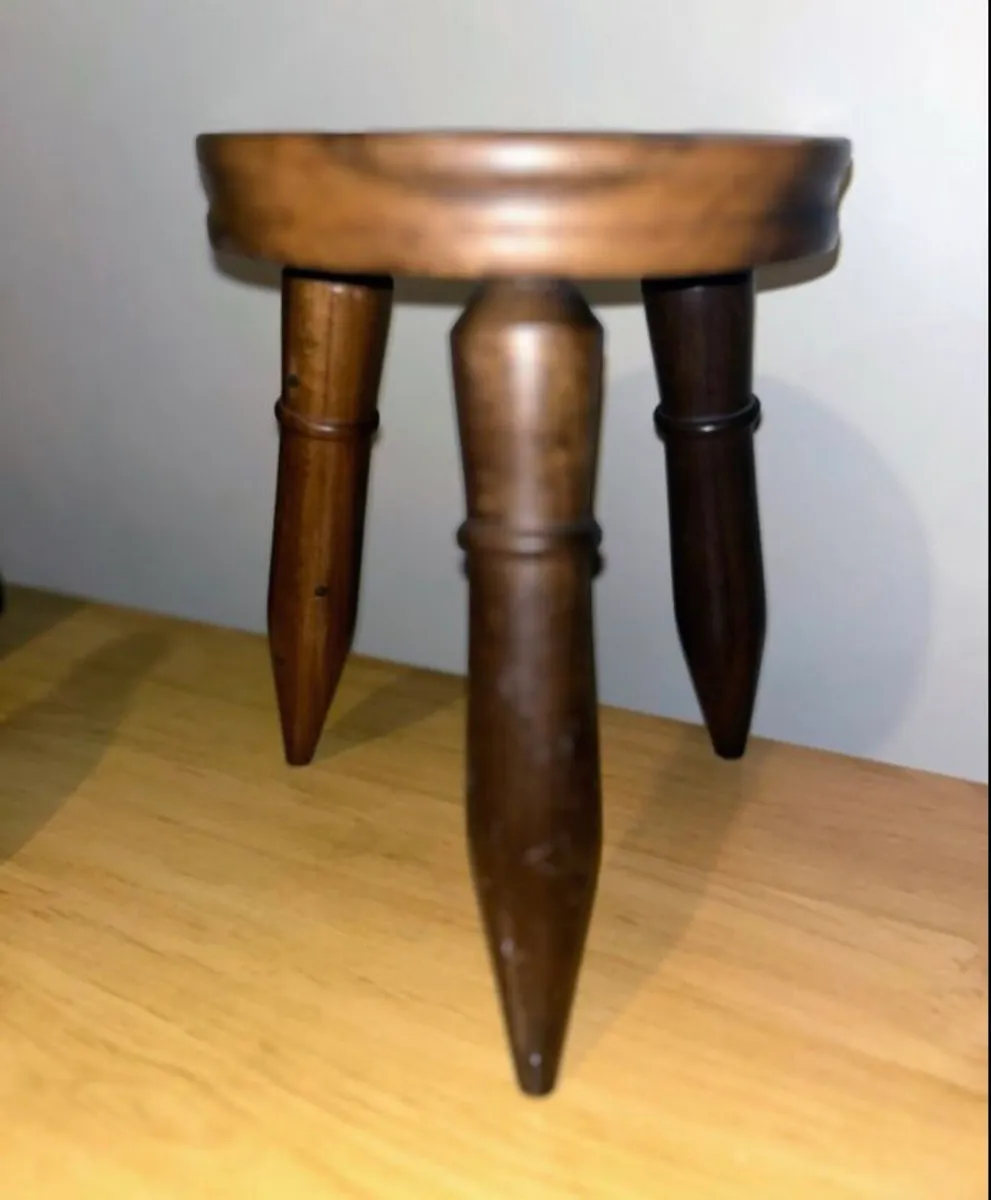 Three legged petite Hardwood Stool - Image 1