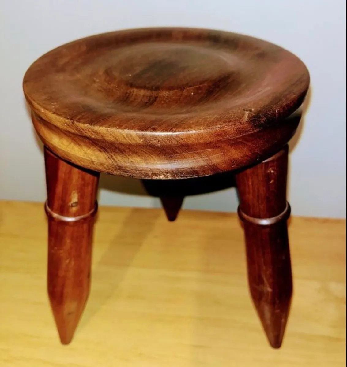 Three legged petite Hardwood Stool - Image 3