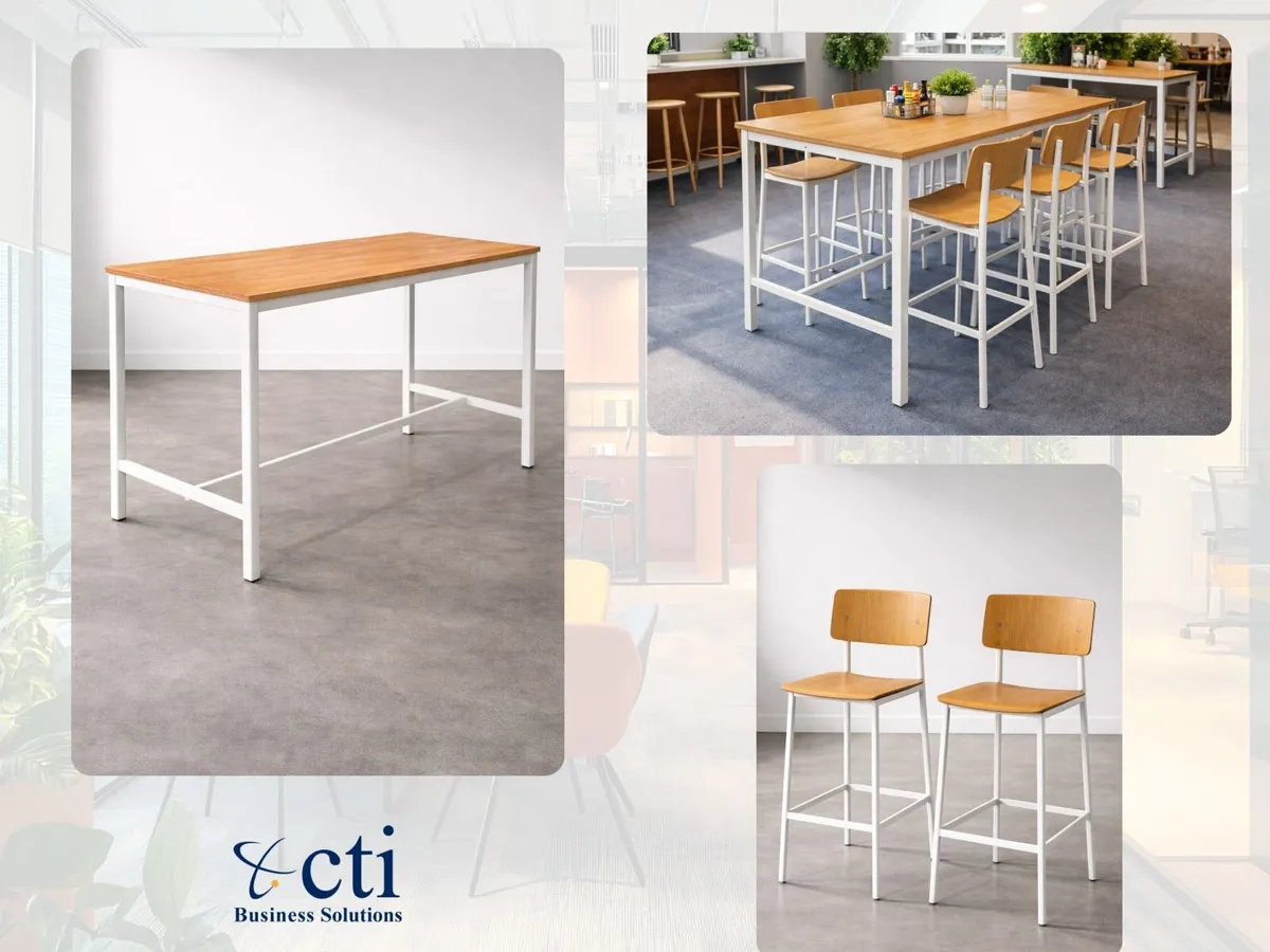 High Table & 8 High Chairs - Grade A - Image 1