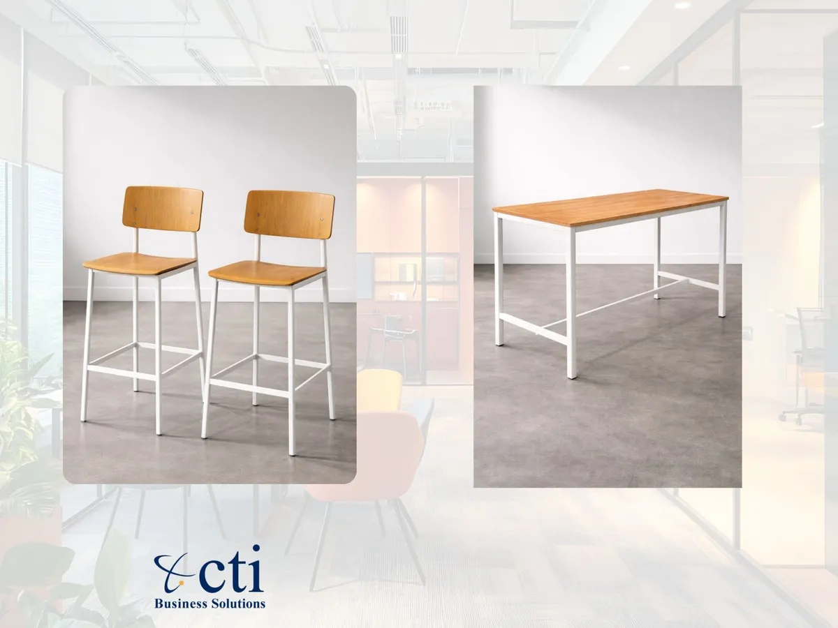 High Table & 8 High Chairs - Grade A - Image 2