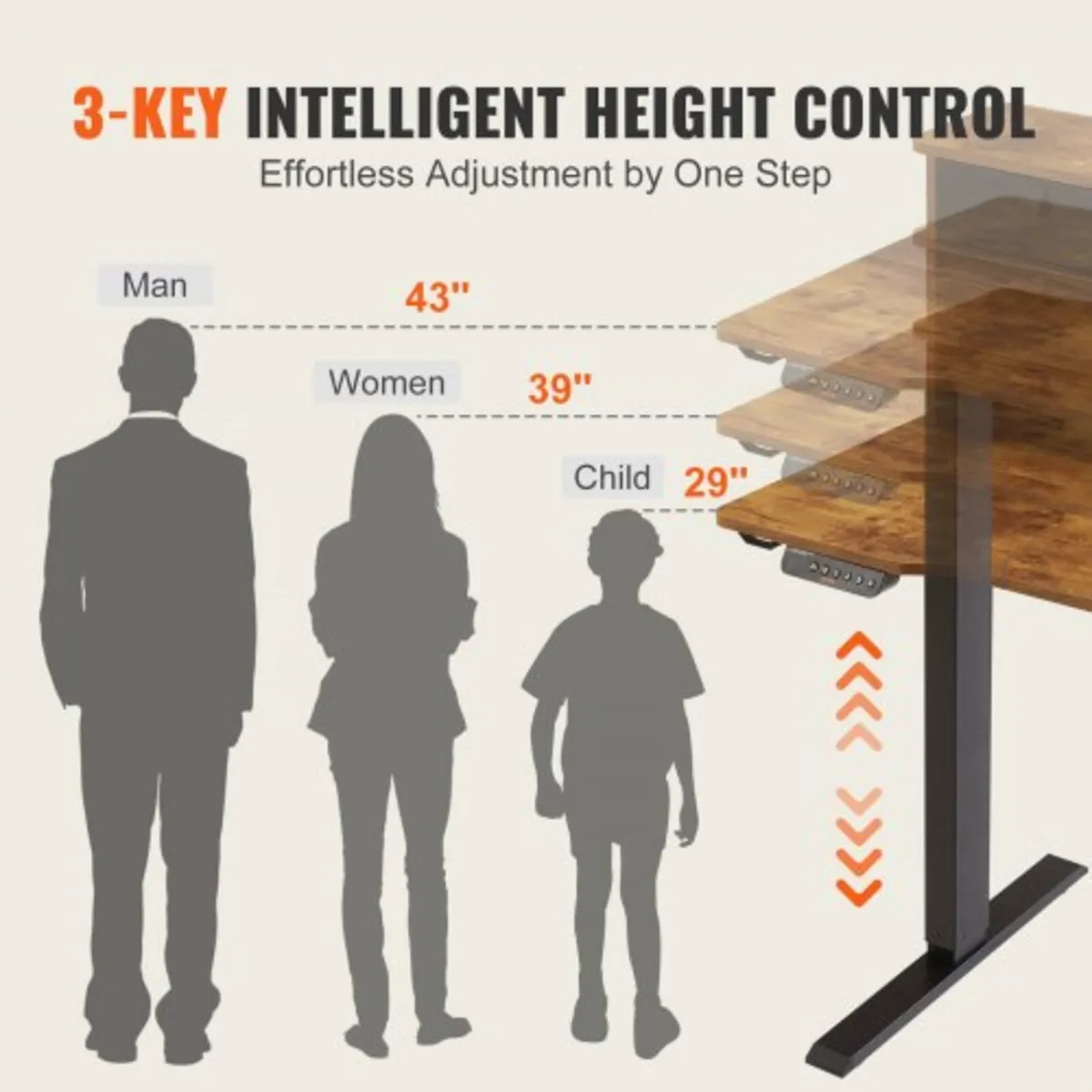 Height Adjustable Desk, 47.2" x 23.6" Electric Dua - Image 3