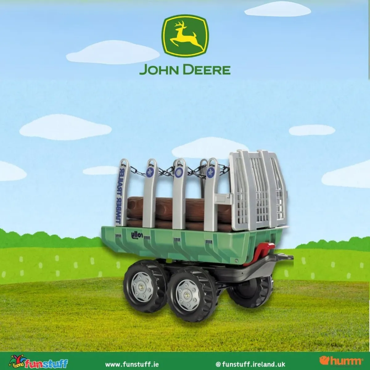 Rolly John Deere Twin Axle Trailer with Logs - Image 2
