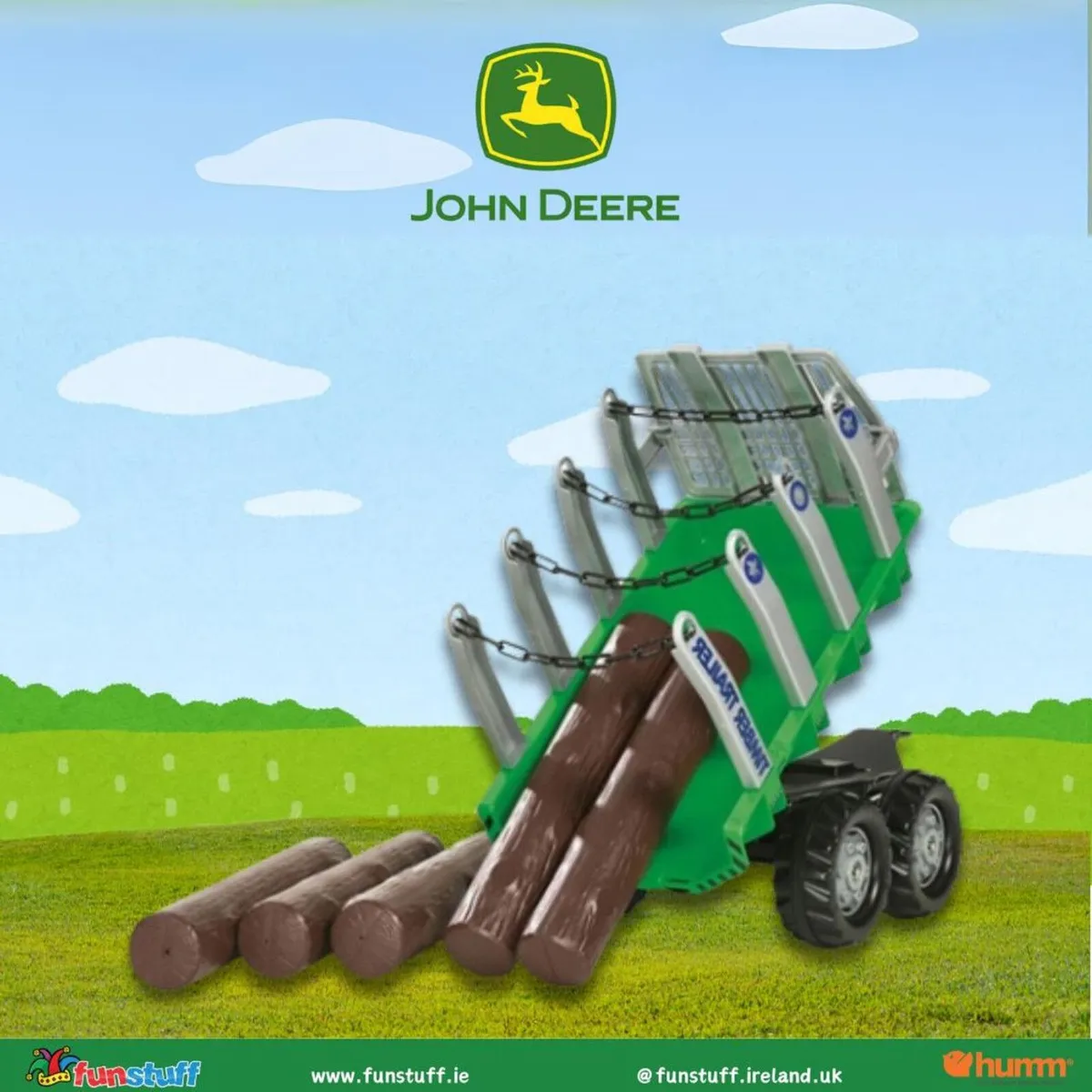 Rolly John Deere Twin Axle Trailer with Logs - Image 3