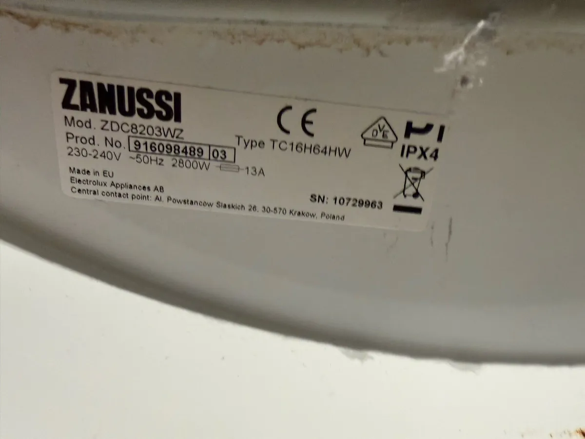 Zanussi 8kg Condensed dryer - Faulty Element - Image 2
