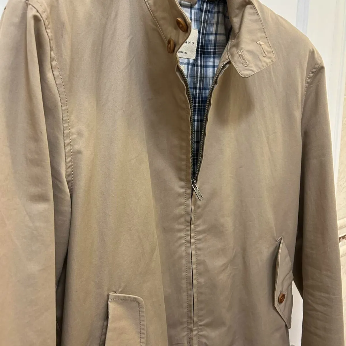 Men’s River Island Beige Harrington jacket M - Image 4