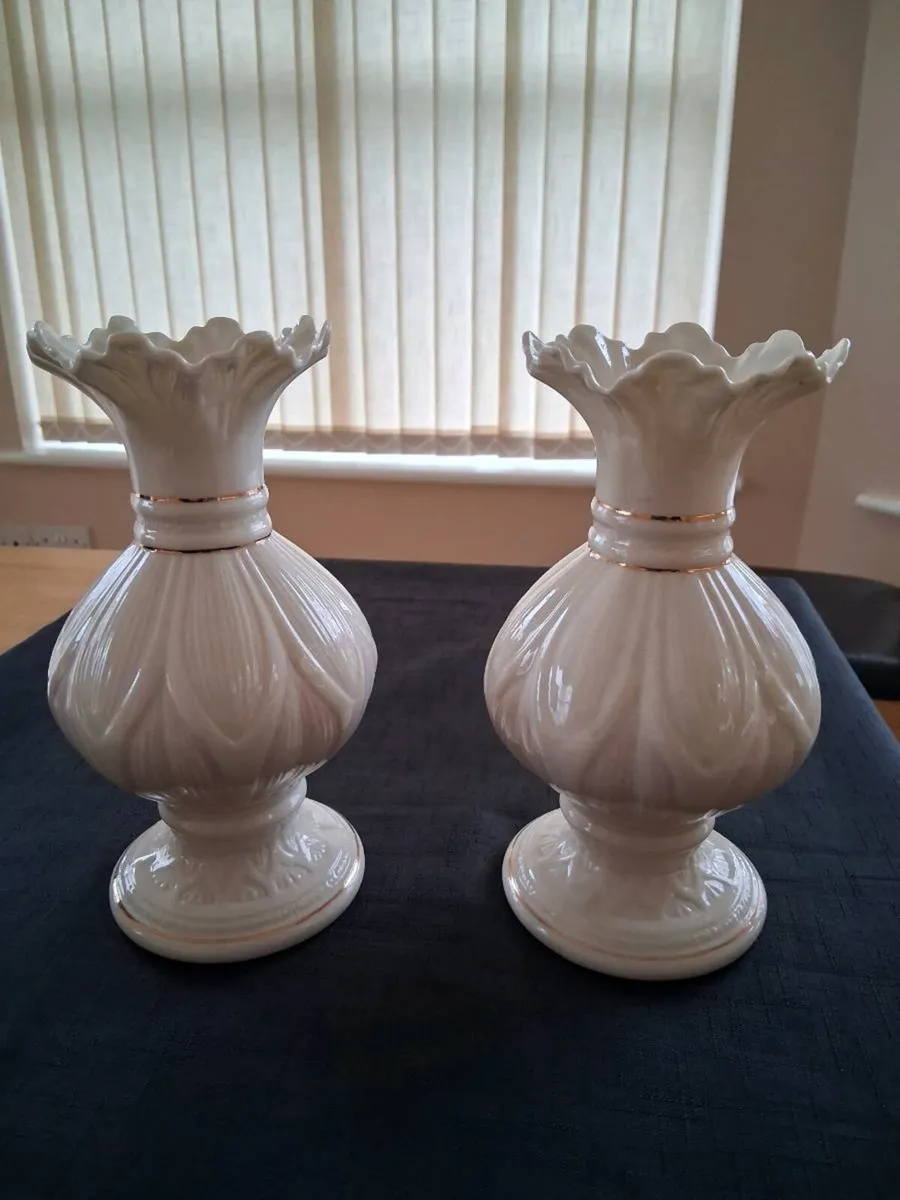 2 Belleek China Vase's - Image 1