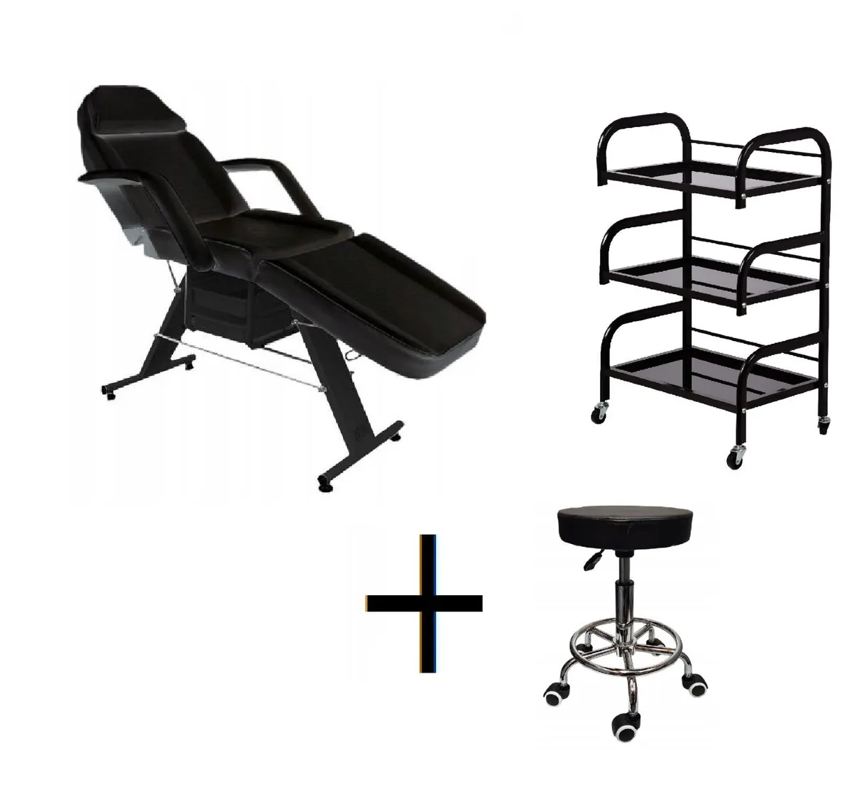 Beauty Bed With Drawers trolley shelf and stool - Image 1