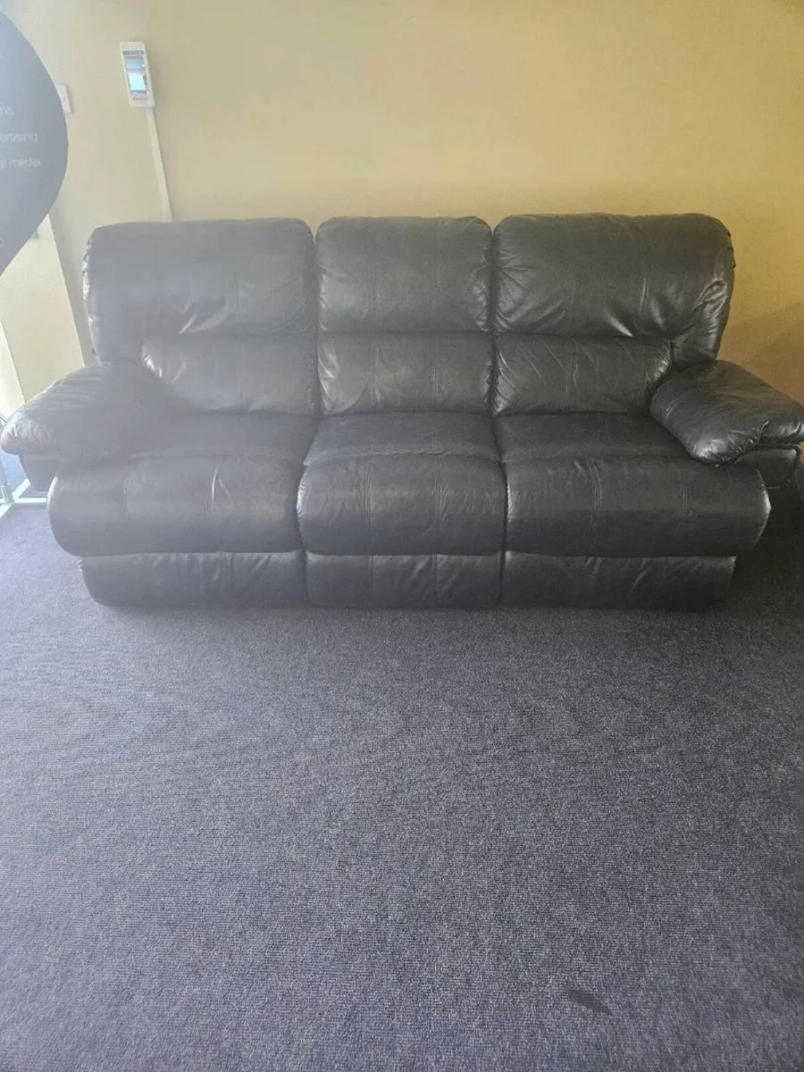 Leather Couch 2 Recliners - Image 2