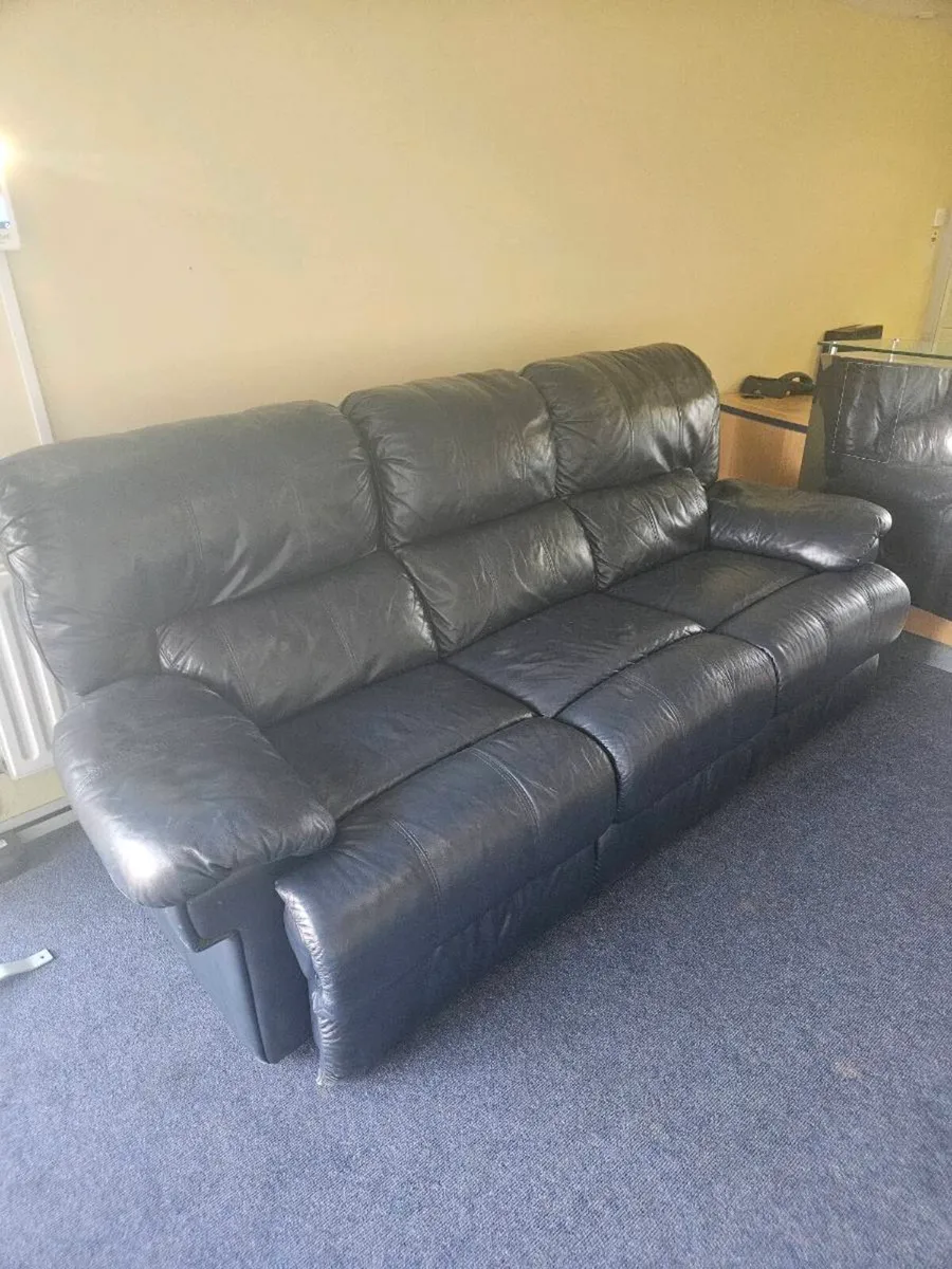 Leather Couch 2 Recliners - Image 3