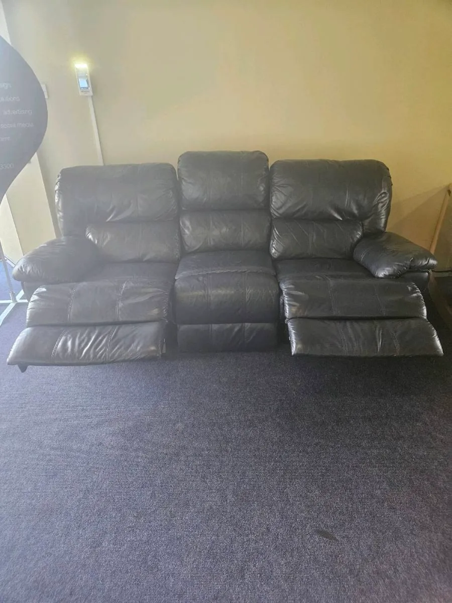 Leather Couch 2 Recliners - Image 1