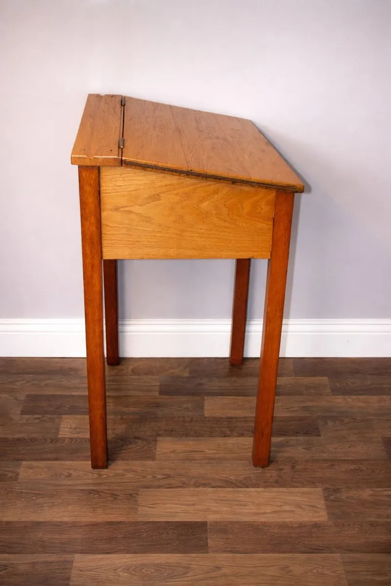 Vintage Wooden School Desk with Storage Solid Wood - Image 3