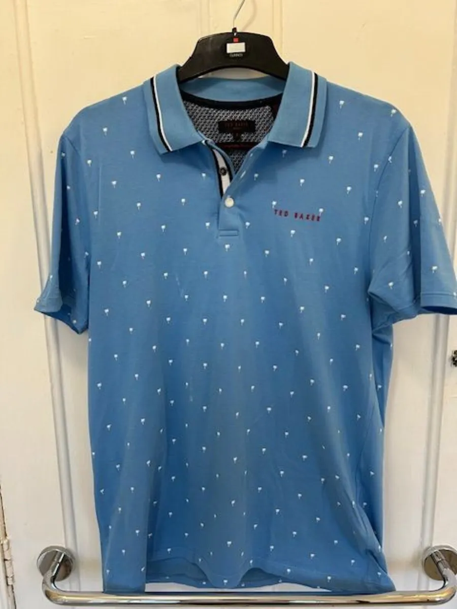 Men's Ted Baker Sky Blue Polo Shirt, size M. - Image 1