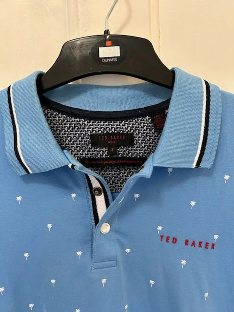Men's Ted Baker Sky Blue Polo Shirt, size M. - Image 2