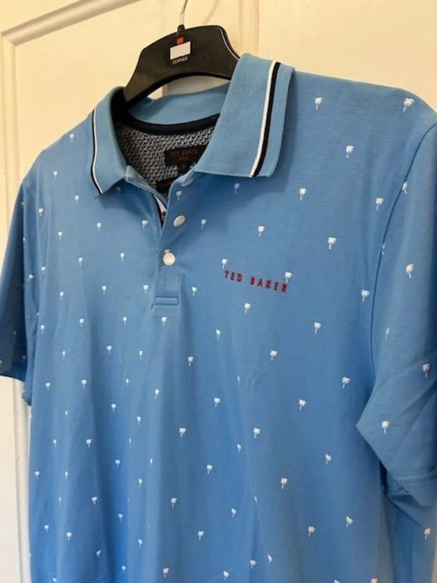 Men's Ted Baker Sky Blue Polo Shirt, size M. - Image 3