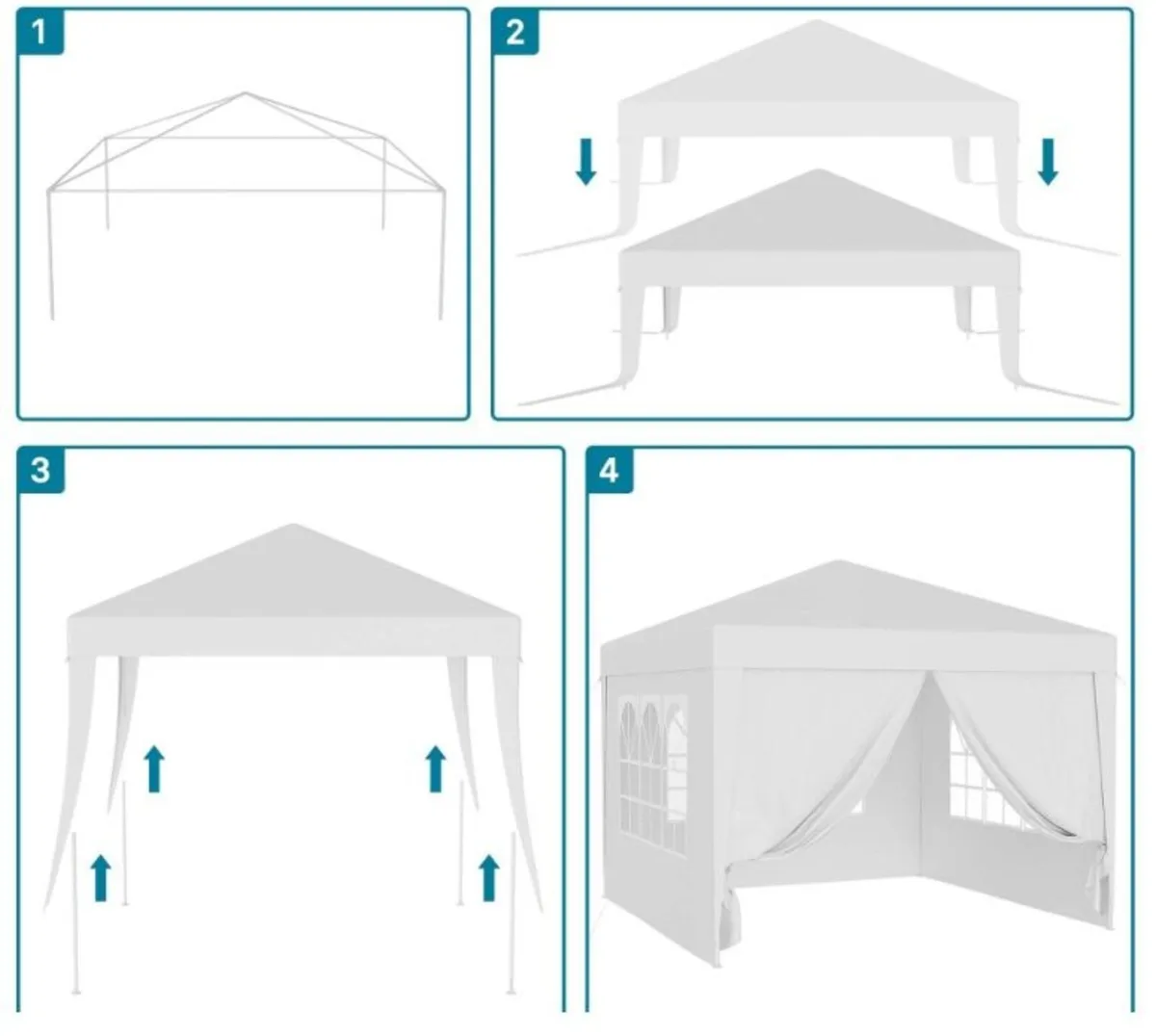 Waterproof 3x3m Gazebo White with 4 side walls - Image 3