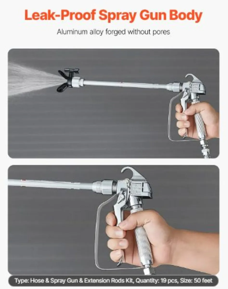 Airless Paint Spray Gun and Hose Kit, 3600PSI High - Image 2