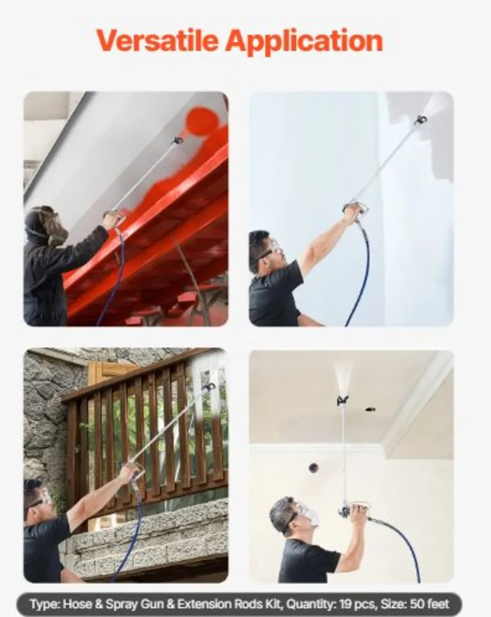 Airless Paint Spray Gun and Hose Kit, 3600PSI High - Image 3