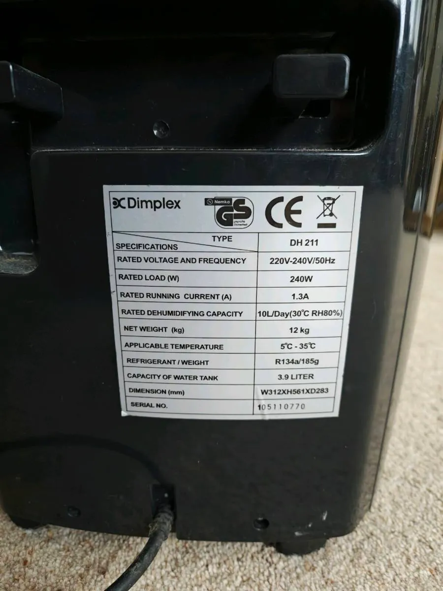 Dimplex Dehumidifier DH211 – 10L/Day - Image 3