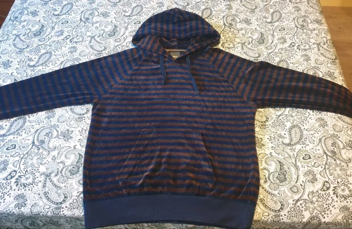 Brown and Blue Stripes Hoodie - Image 2