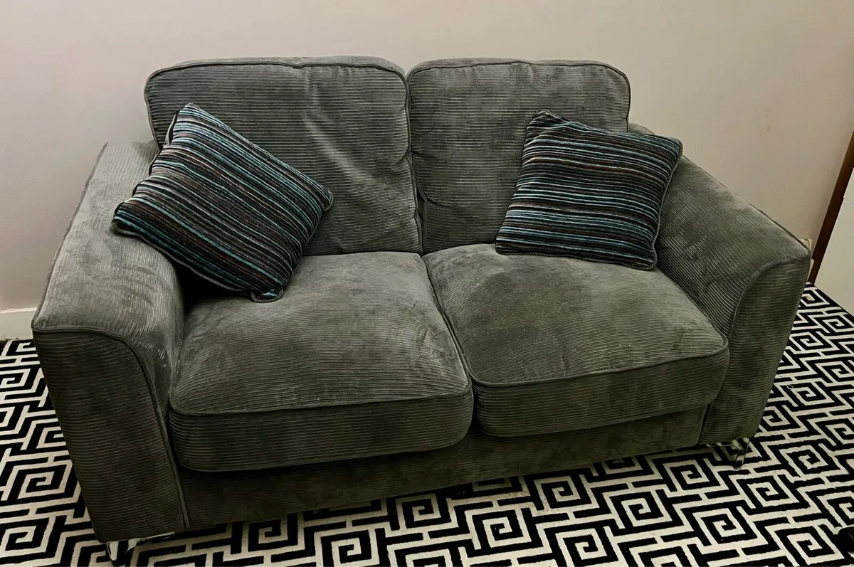 Grey Corduroy 2 Seat Sofa - Excellent Condition - Image 1