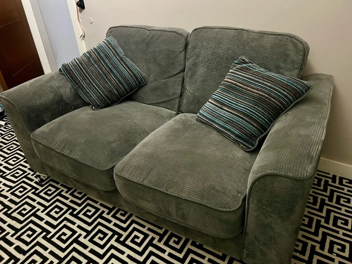 Grey Corduroy 2 Seat Sofa - Excellent Condition - Image 3