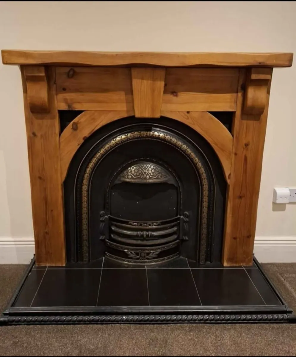 Mexican pine fireplace surround and insets - Image 1