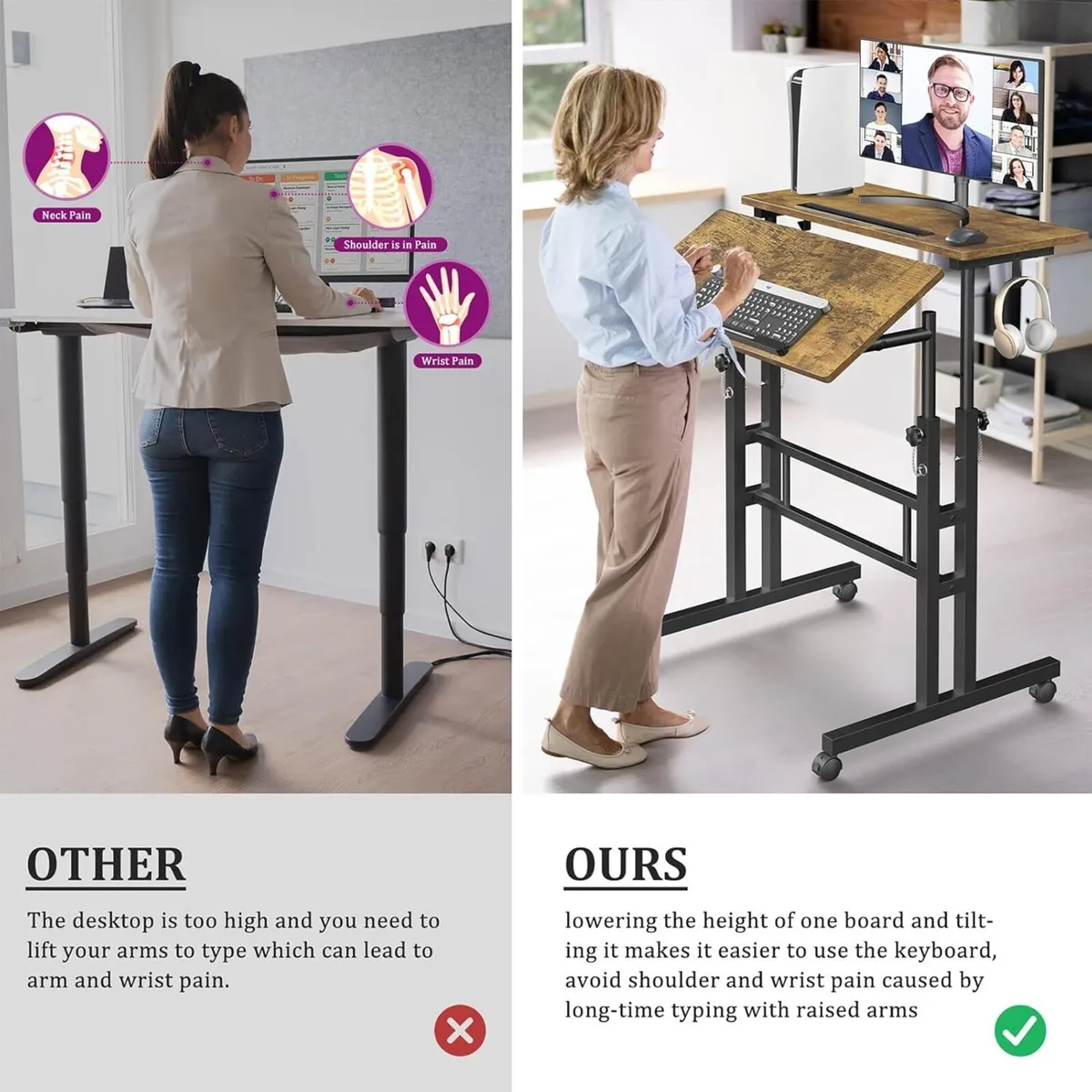 Small Standing Desk with Wheels Mobile Stand Up - Image 4