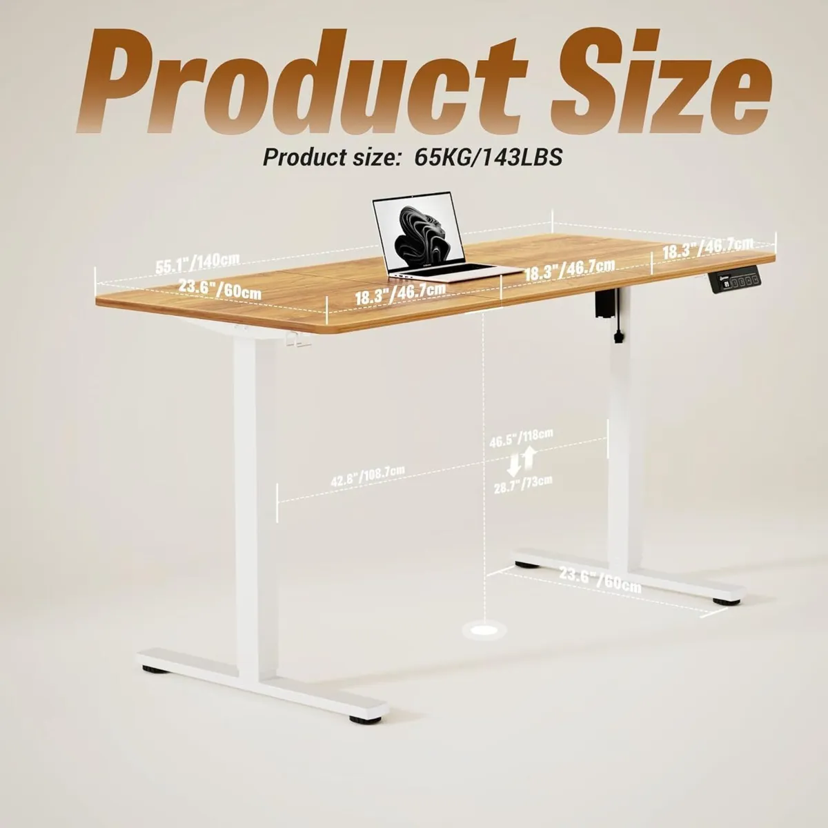 Standing Desk 140x60cm Height Adjustable Stand Up - Image 4