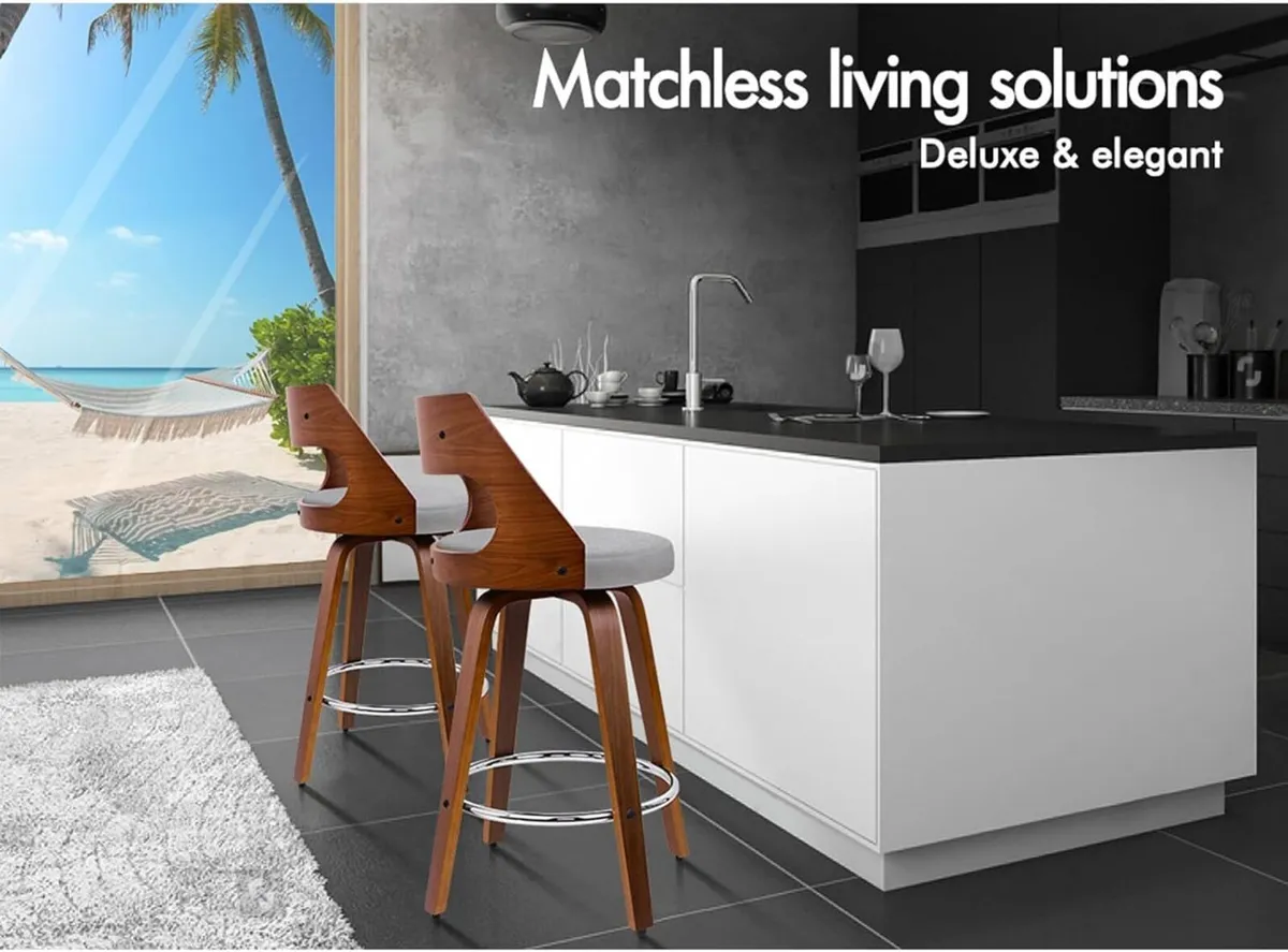 Bar Stools Set of 2 Thick Padded Barstools Wooden - Image 3